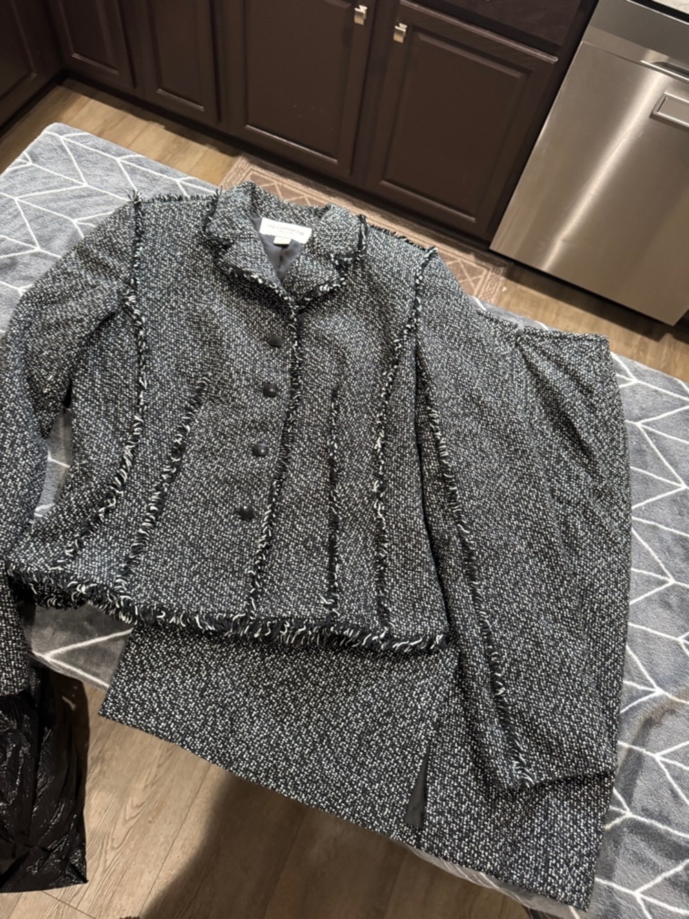 Liz Claiborne Fringe Tweed Blazer Suit SET